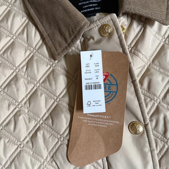 NWT J. Crew size medium light khaki quilted barn vest - Picture 8 of 8